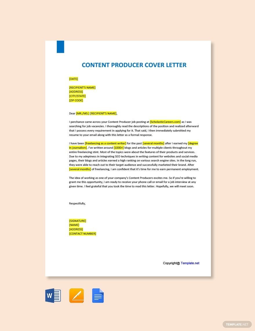 Content Producer Cover Letter