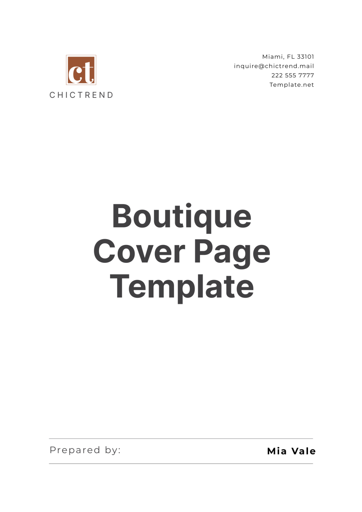 Boutique Cover Page