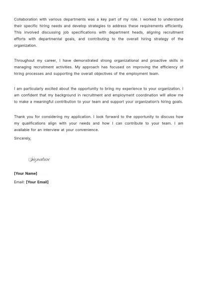 Free Employment Coordinator Cover Letter to Edit Online