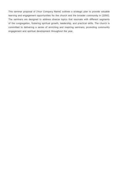 Free Church Seminar Proposal Design Template to Edit Online
