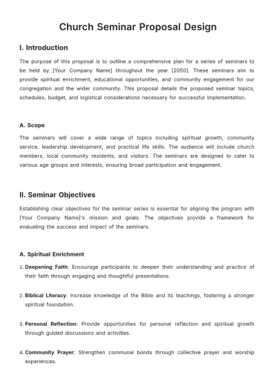 Free Church Seminar Proposal Design Template to Edit Online