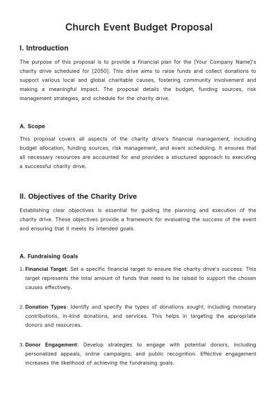 Free Church Event Budget Proposal Template to Edit Online