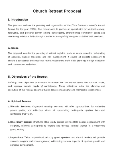 Free Church Retreat Proposal Template to Edit Online