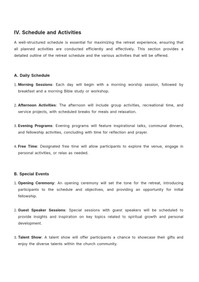 Free Church Retreat Proposal Template to Edit Online