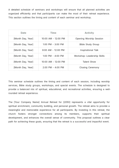 Free Church Retreat Proposal Template to Edit Online