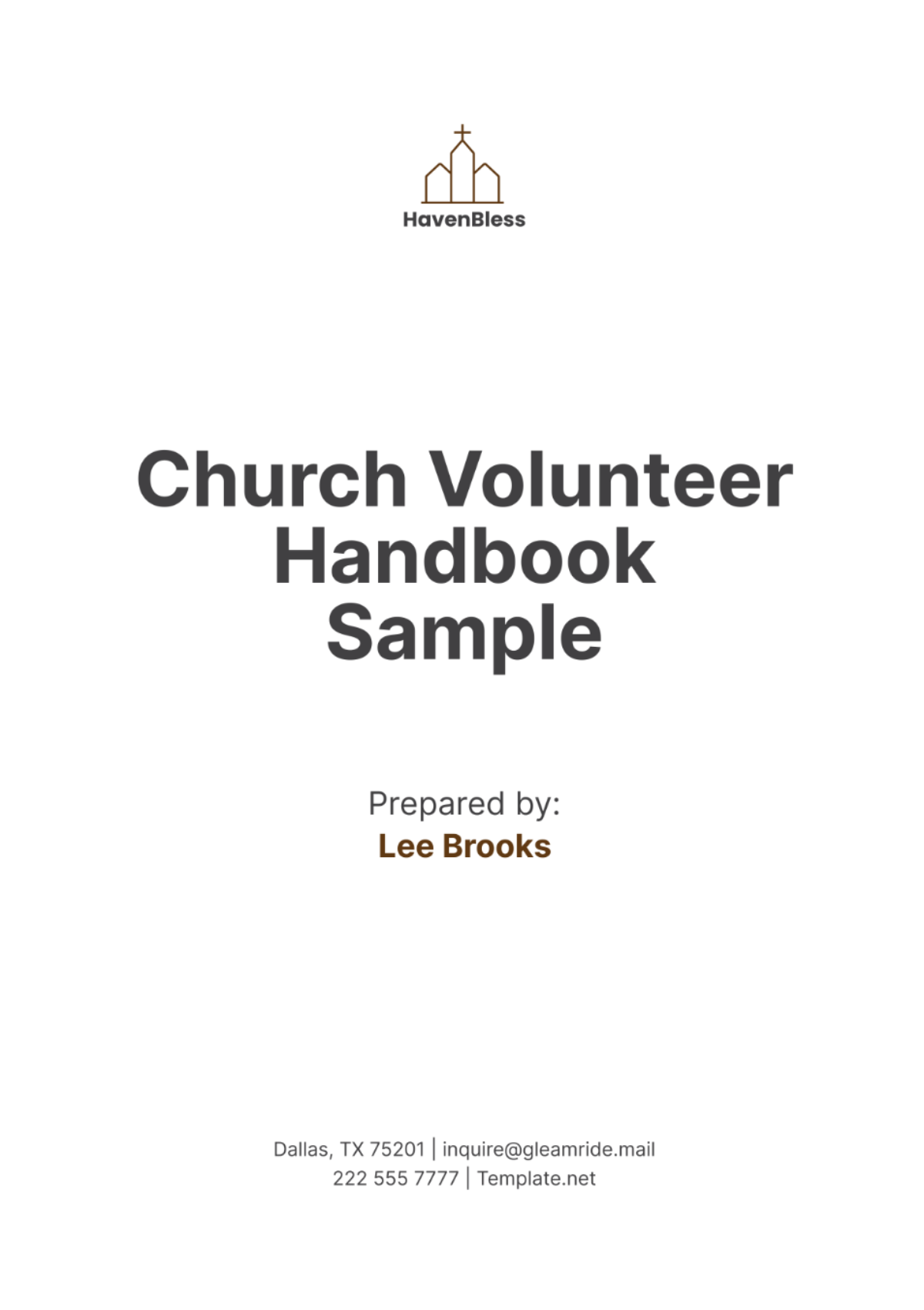 Church Volunteer Handbook Sample Template - Edit Online & Download