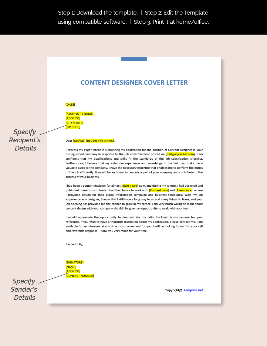 Content Designer Cover Letter