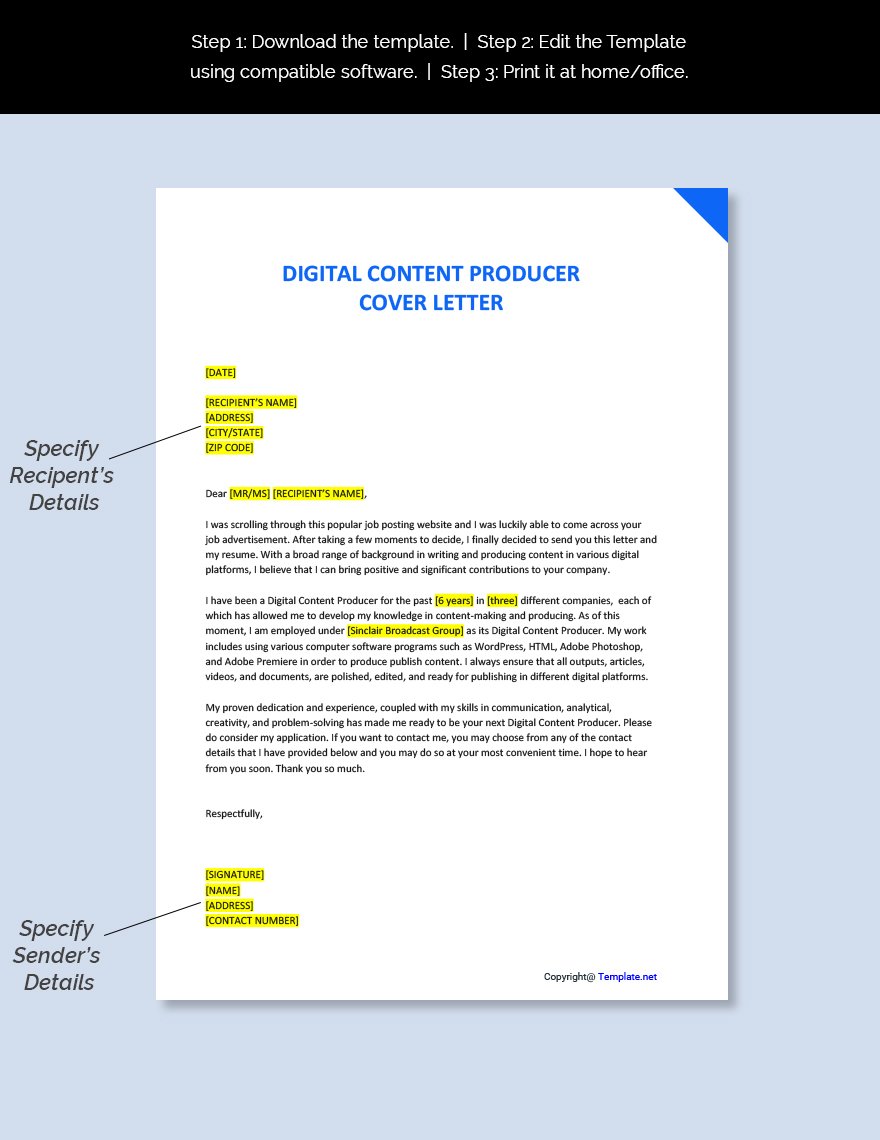 Digital Content Producer Cover Letter