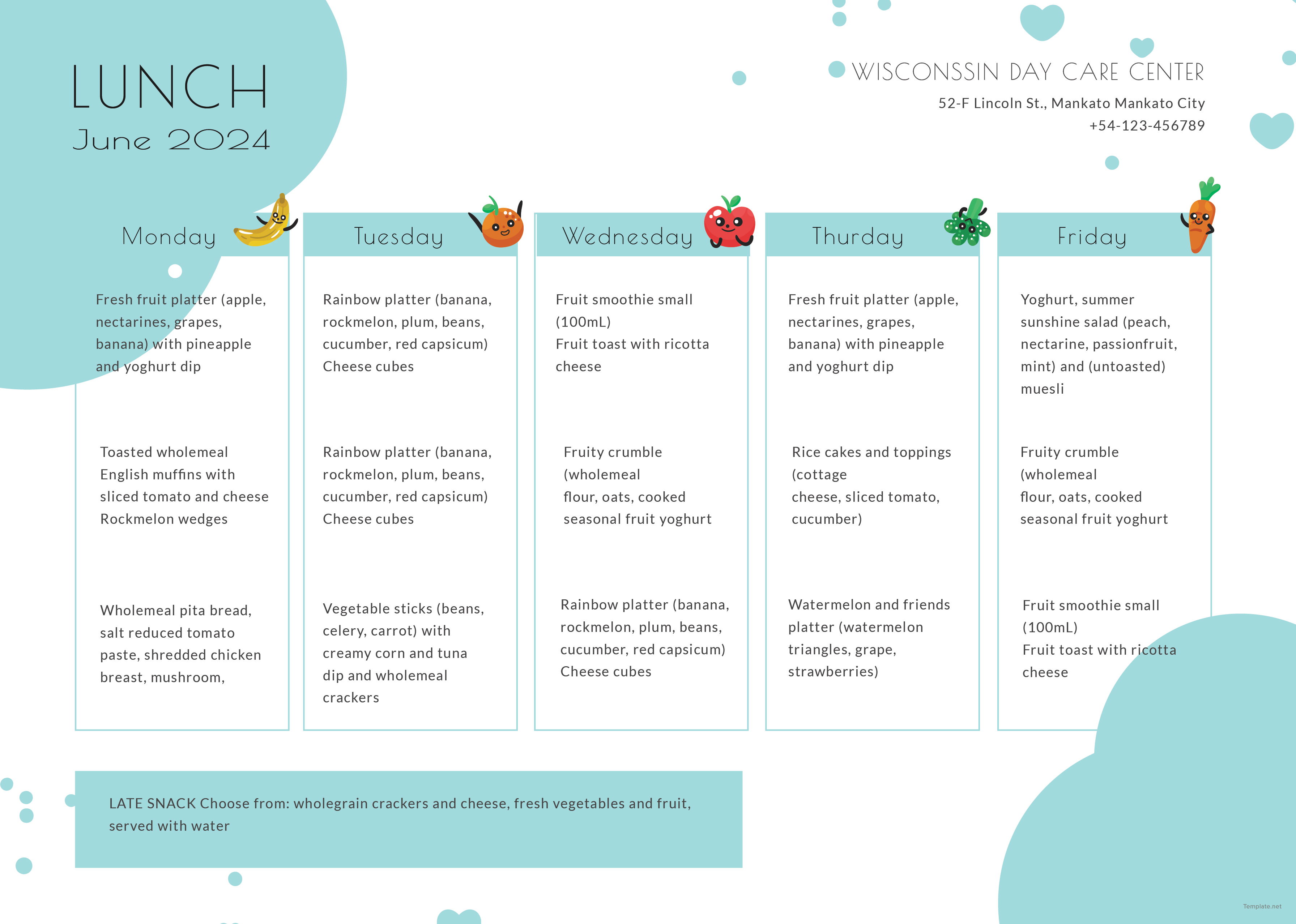 Daycare Menu Template In Adobe Photoshop Illustrator Template