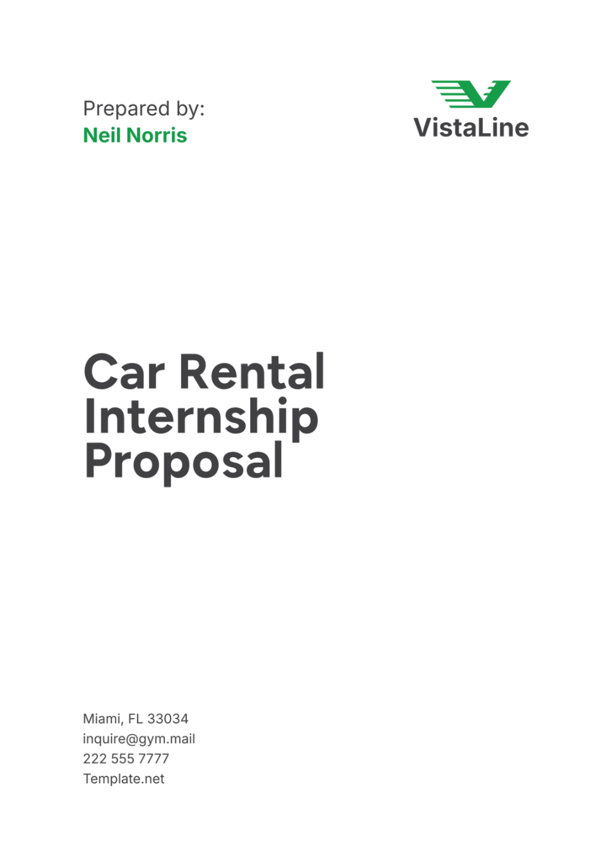 Car Rental Internship Proposal Template