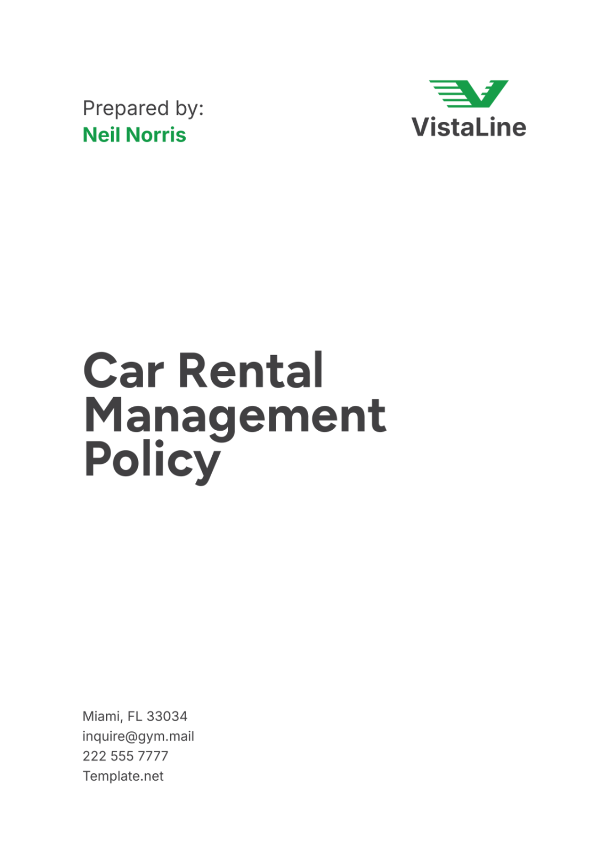 Car Rental Management Policy Template