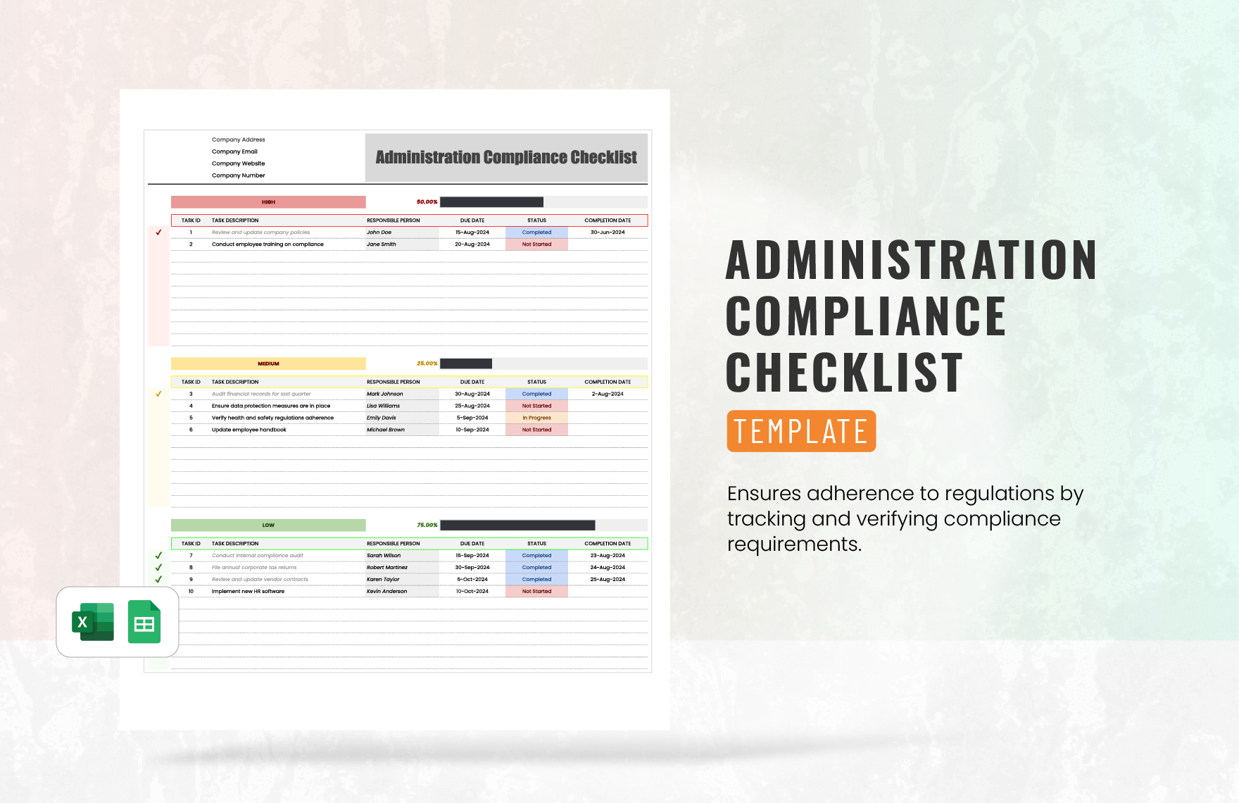 Administration Compliance Checklist Template