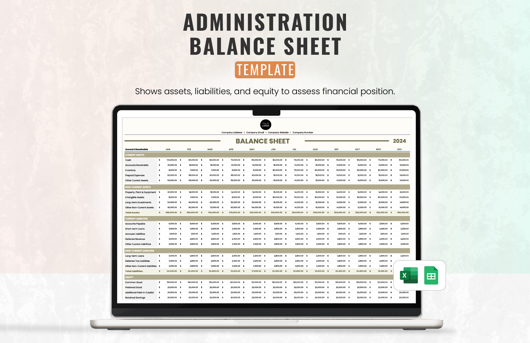 Administration Balance Sheet Template in Google Sheets, Excel - Download | Template.net