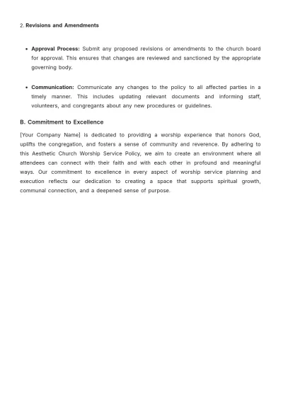 Free Aesthetic Church Worship Service Policy Template to Edit Online
