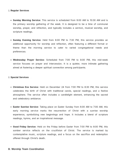 Free Aesthetic Church Worship Service Policy Template to Edit Online