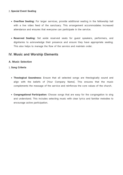 Free Aesthetic Church Worship Service Policy Template to Edit Online