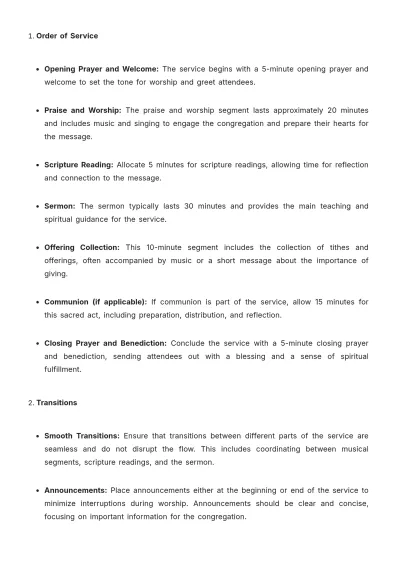 Free Aesthetic Church Worship Service Policy Template to Edit Online