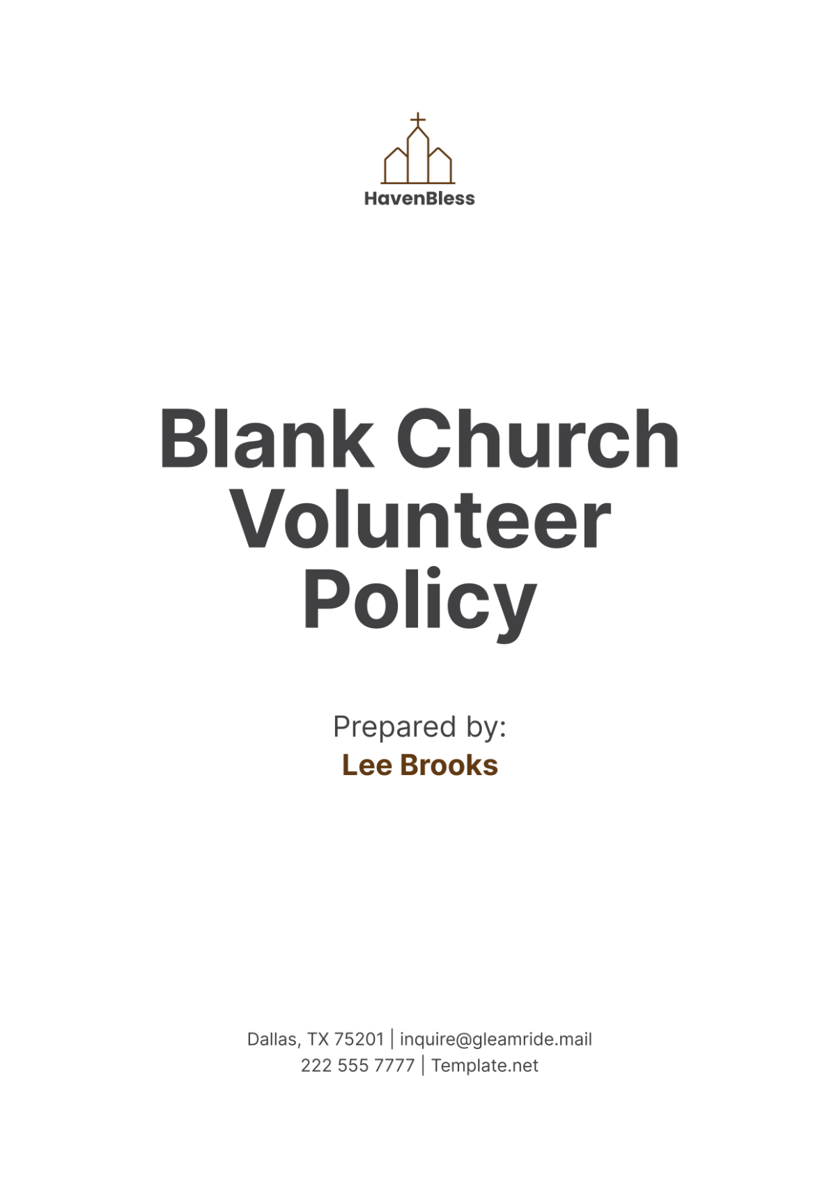 Blank Church Volunteer Policy Template - Edit Online & Download