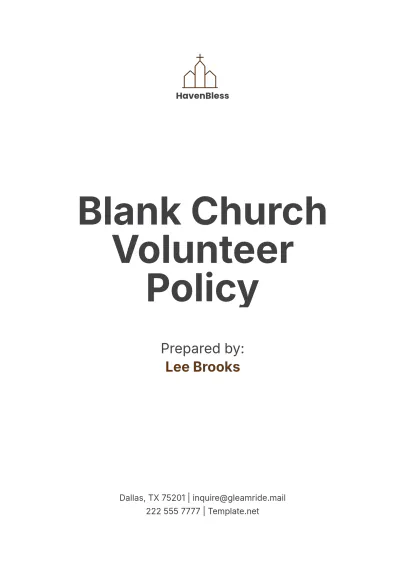 Free Blank Church Volunteer Policy Template to Edit Online