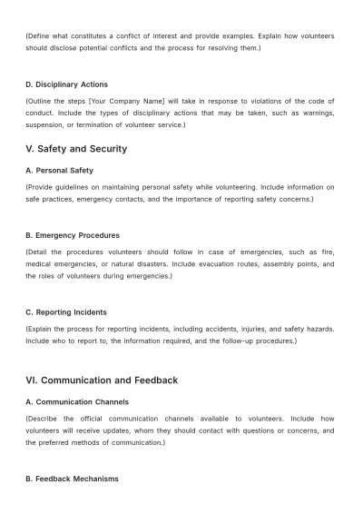 Free Blank Church Volunteer Policy Template to Edit Online