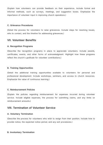 Free Blank Church Volunteer Policy Template to Edit Online