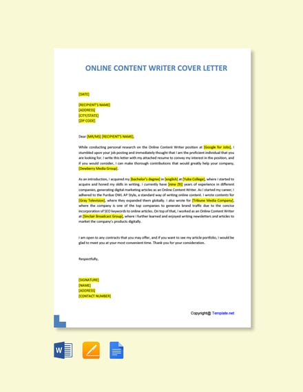 lance writer cover letter