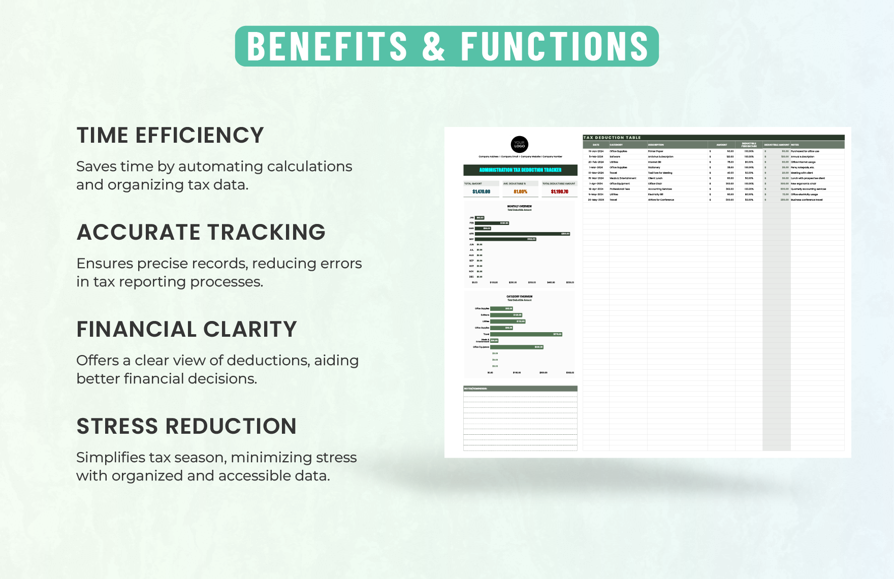 Administration Tax Deduction Tracker Template