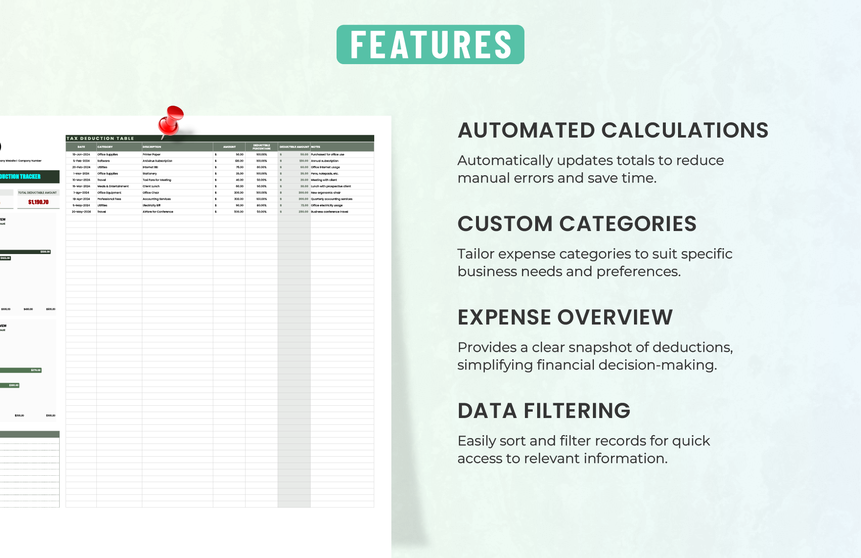 Administration Tax Deduction Tracker Template