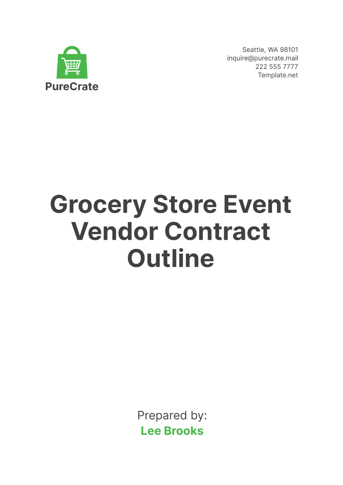 Grocery Store Event Vendor Contract Outline Template