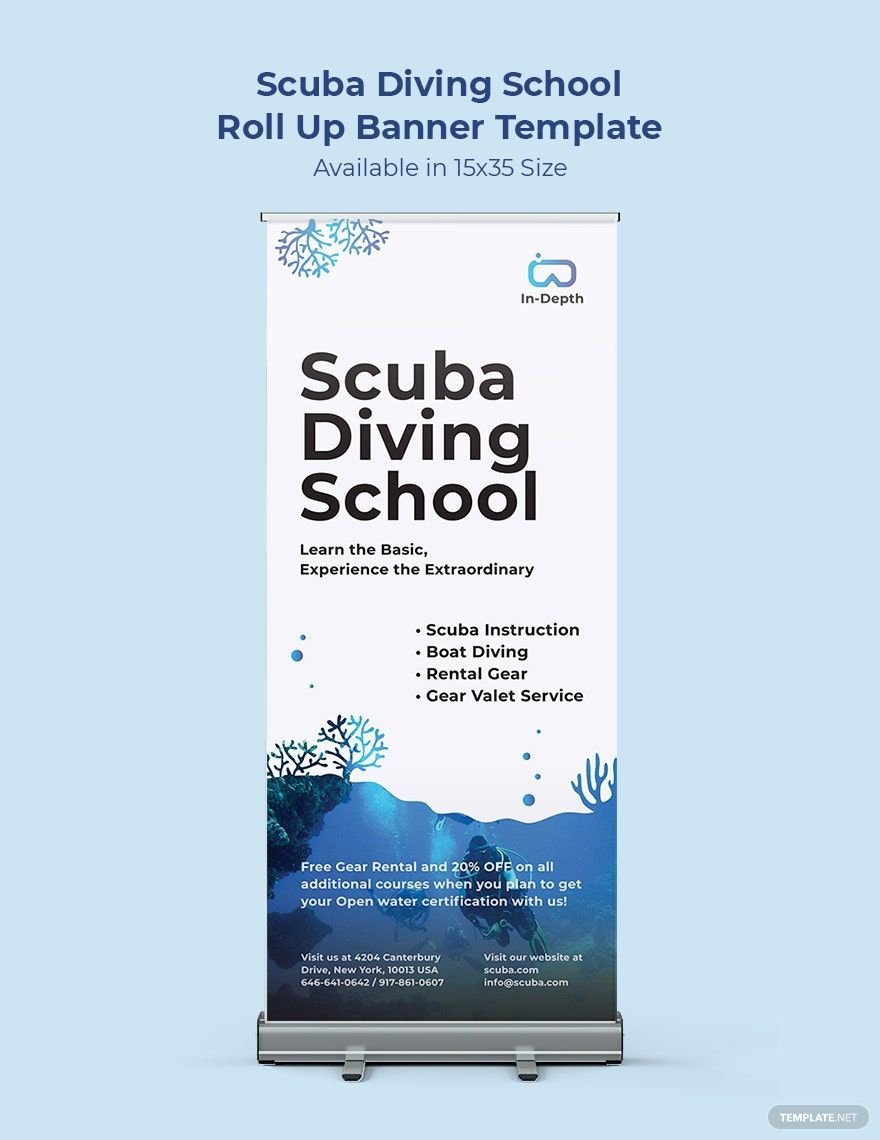 Free Scuba Diving School Roll Up Banner Template
