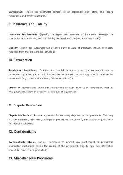 Free Blank Grocery Store Maintenance Agreement Template to Edit Online