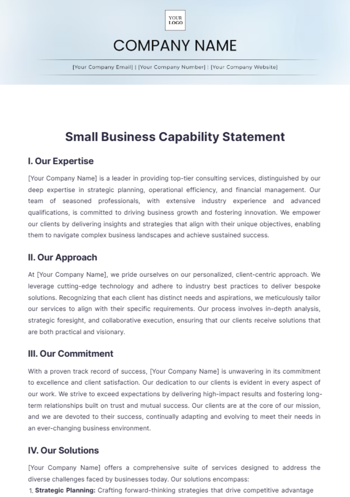 Small Business Capability Statement Template - Edit Online & Download