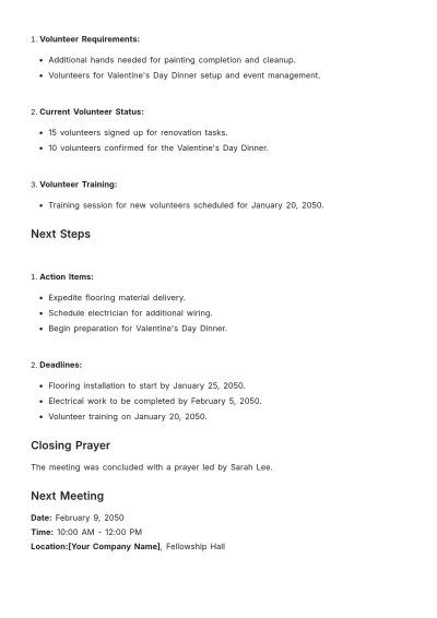 Free Church Project Design Meeting Minute Template to Edit Online