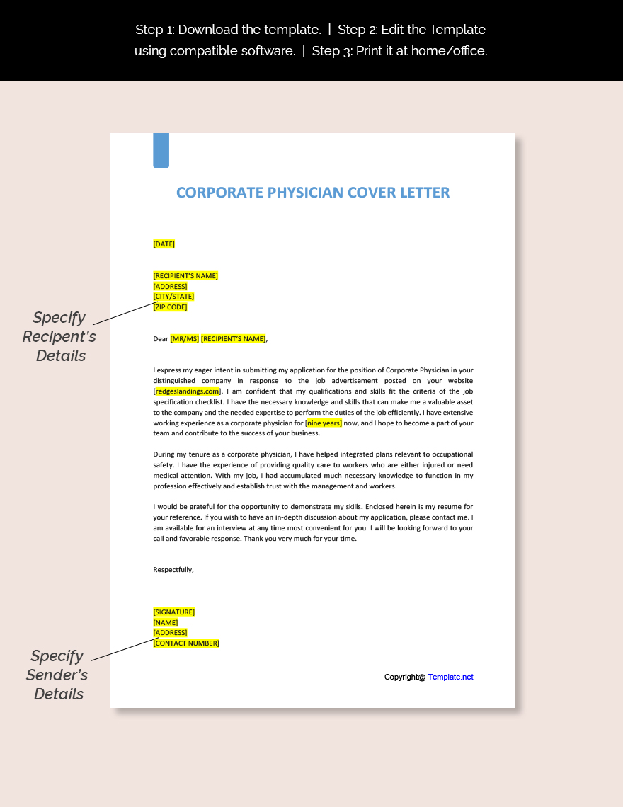 Corporate Physician Cover Letter