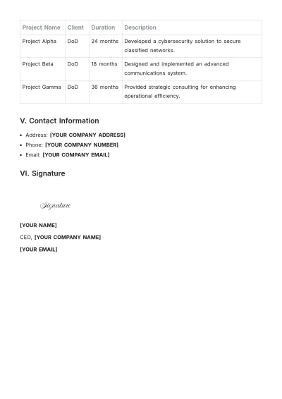 Free DoD Capability Statement Template to Edit Online