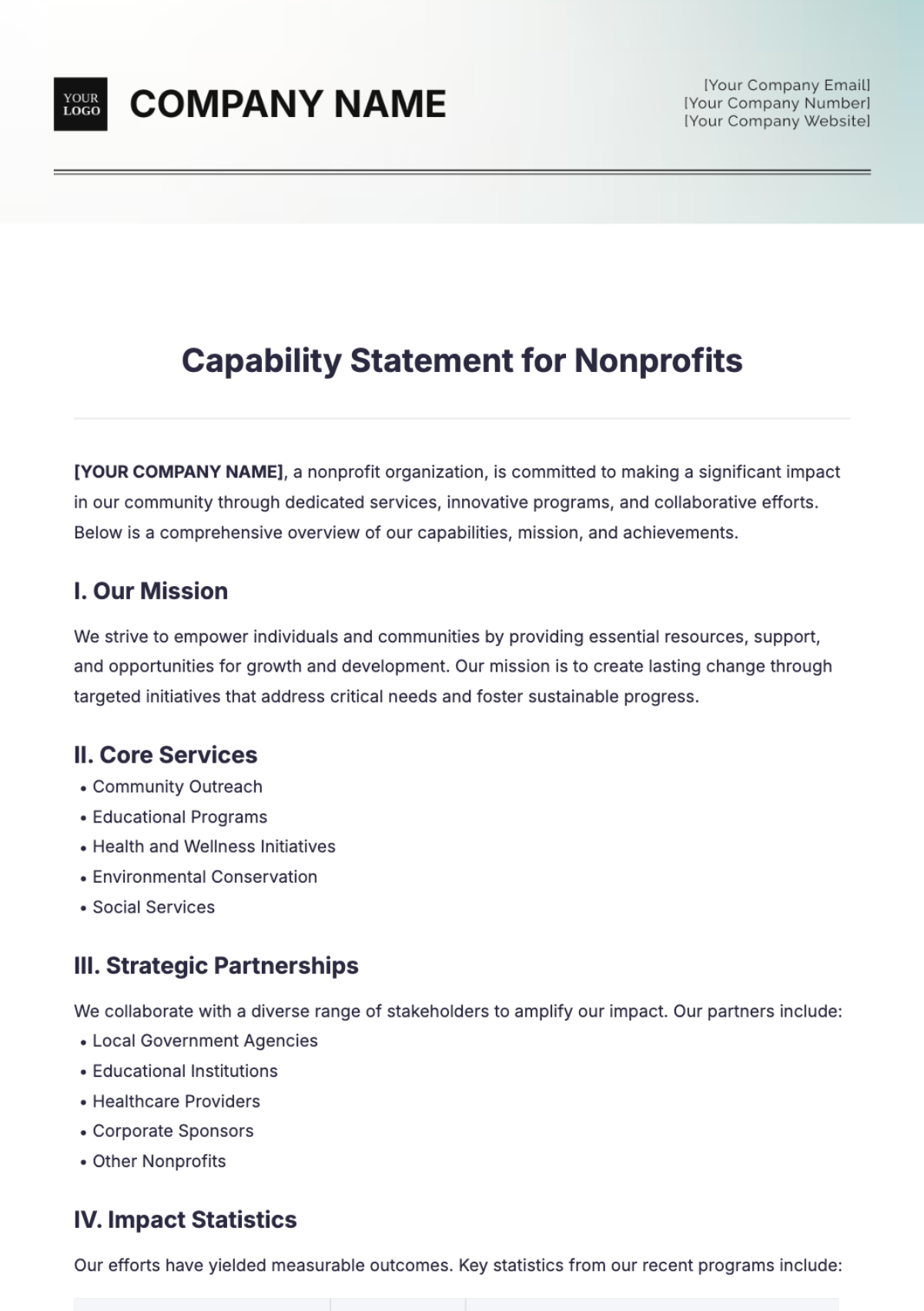 Capability Statement for Nonprofits Template - Edit Online & Download