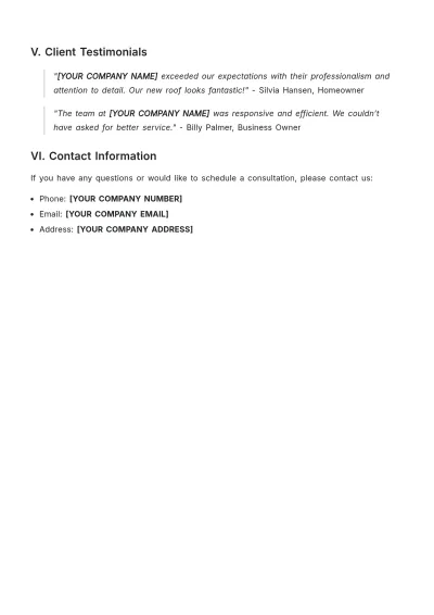 Free Roofing Capability Statement Template to Edit Online