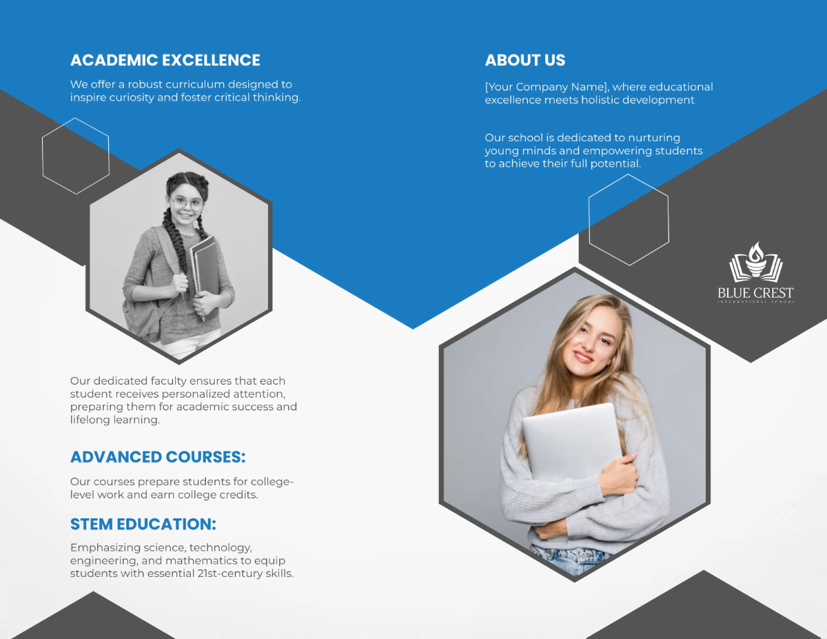 Free School Bi-fold Brochure Template to Edit Online