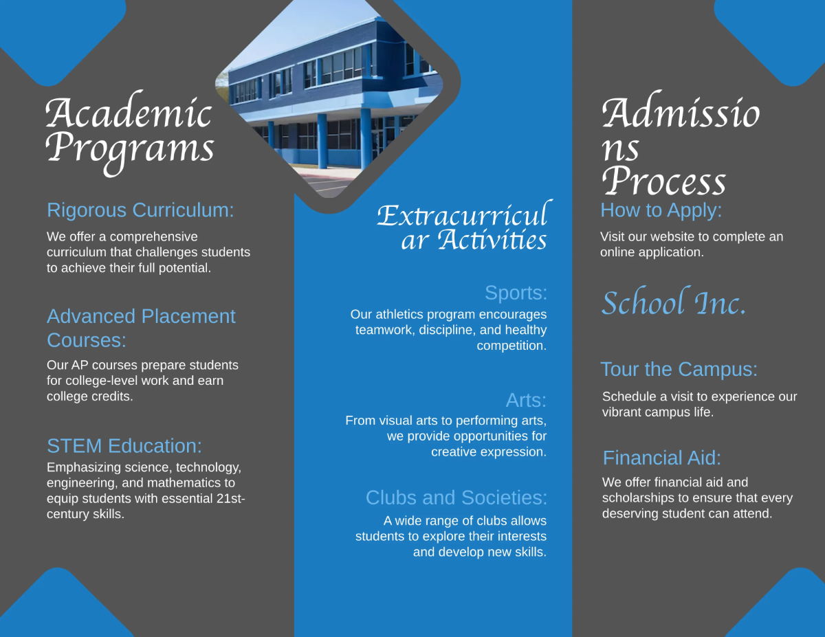 Free School Trifold Brochure Template to Edit Online