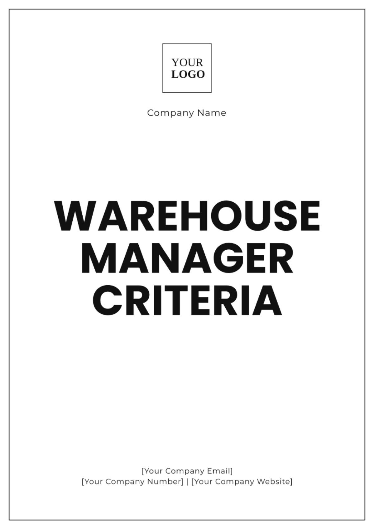 Warehouse Manager Criteria Template - Edit Online & Download