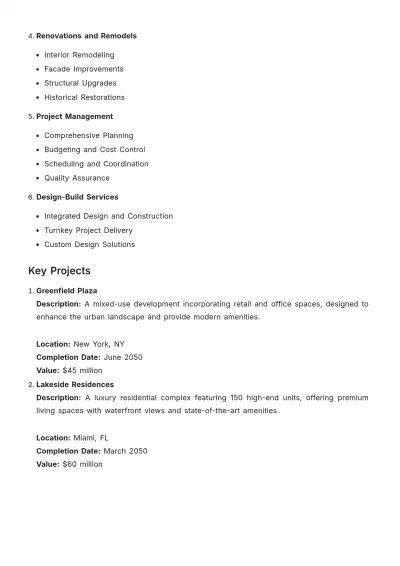 Free Construction Company Capability Statement Template to Edit Online