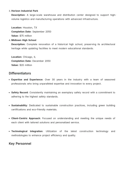 Free Construction Company Capability Statement Template to Edit Online
