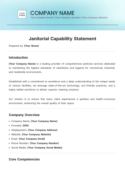 Free Janitorial Capability Statement Template to Edit Online