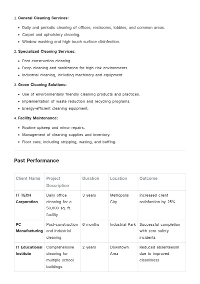 Free Janitorial Capability Statement Template to Edit Online