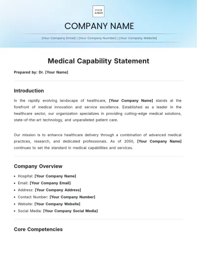 Free Medical Capability Statement Template to Edit Online