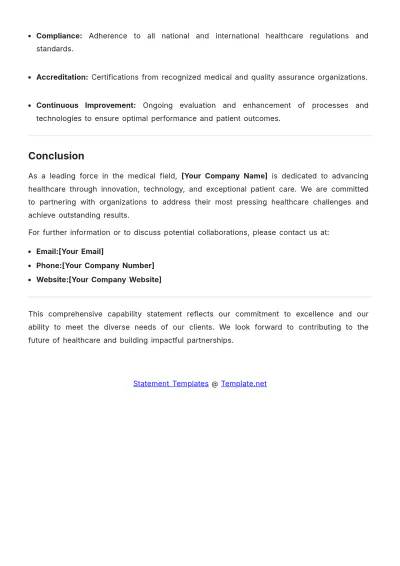 Free Medical Capability Statement Template to Edit Online