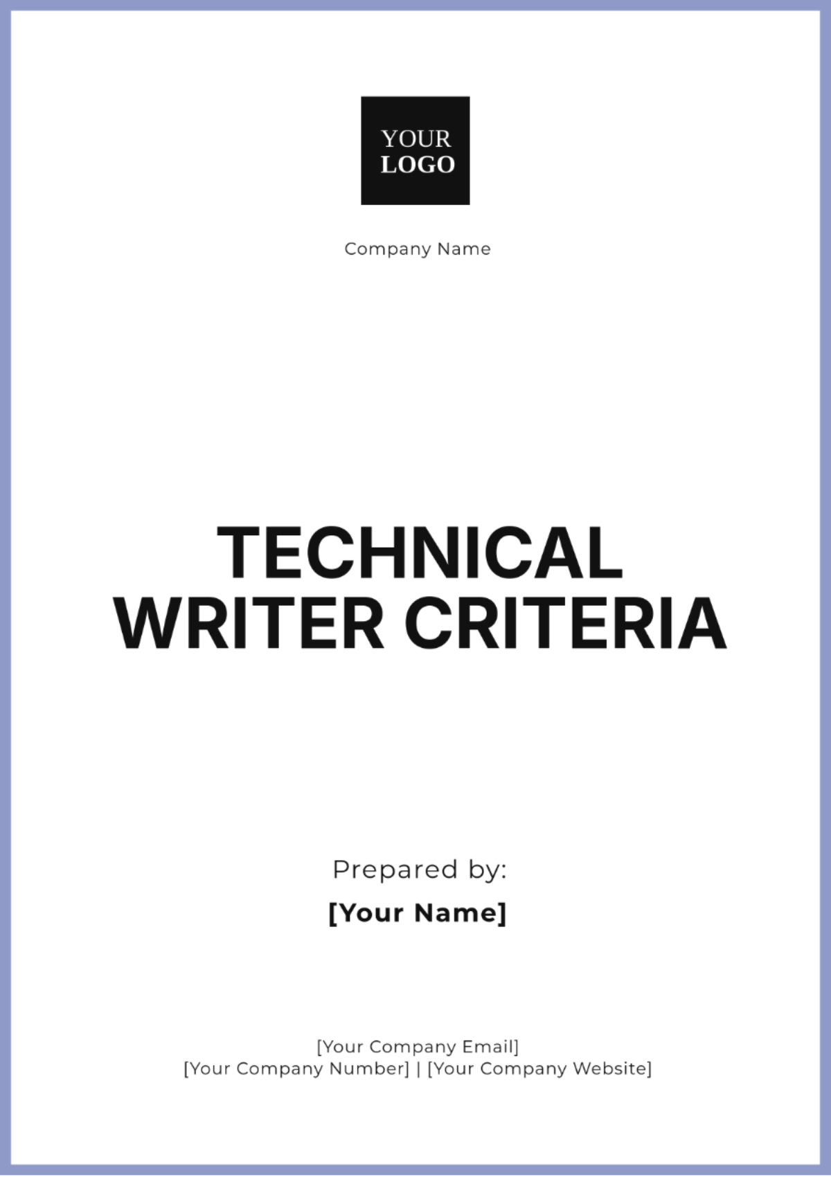 Technical Writer Criteria Template - Edit Online & Download