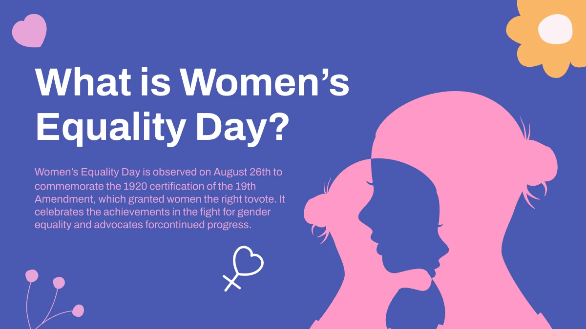 Free Women's Equality Day Presentation Template to Edit Online