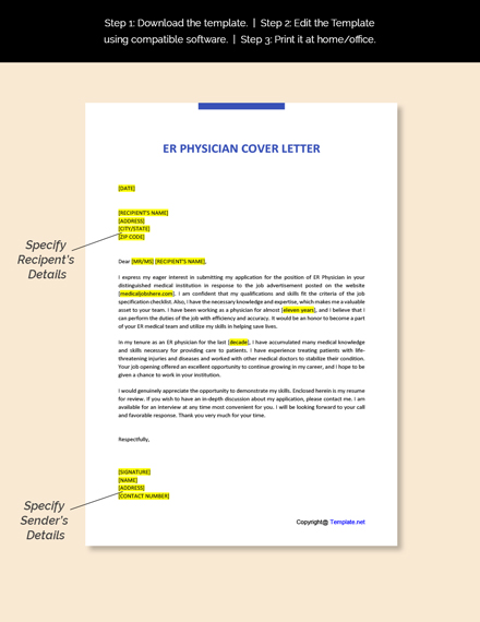 ER Physician Cover Letter Template [Free PDF] - Word (DOC) | Apple (MAC ...