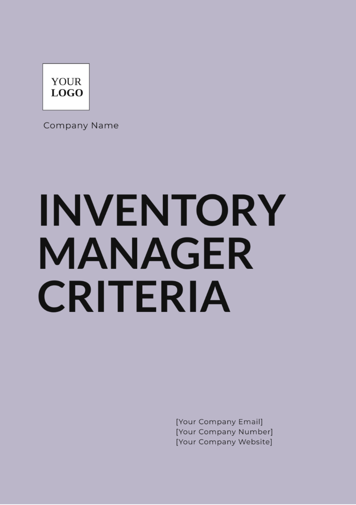 Inventory Manager Criteria Template - Edit Online & Download